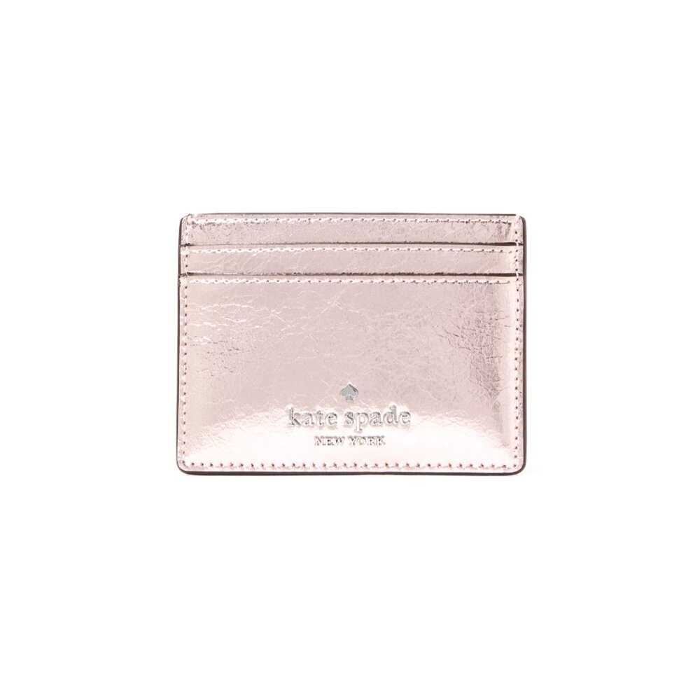 New Kate Spade Madison Metallic Small Slim Card Holder Lilac Moonlight